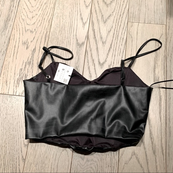 Zara Leather Corset Crop Top - Picture 2 of 2